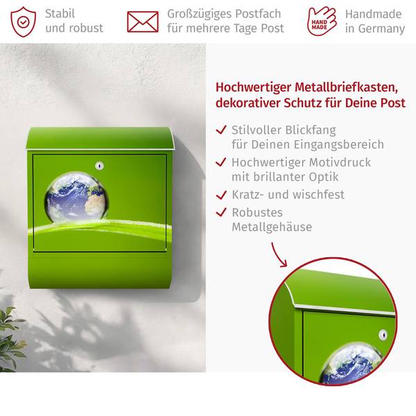 Briefkasten Grüne Hoffnung Grün - Stahl - 39 x 46 x 13 cm