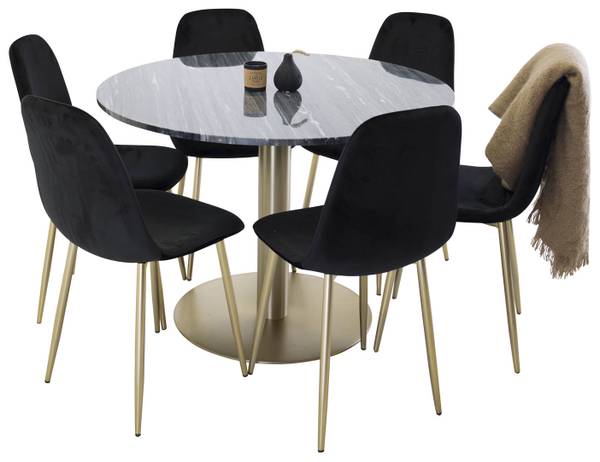 Ensemble de salle à manger Estelle 9 Noir - Bois massif - 106 x 75 x 106 cm