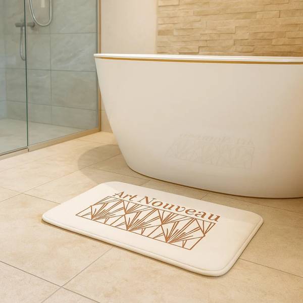 Badezimmerteppich Art Déco Beige - Textil - 60 x 40 x 60 cm