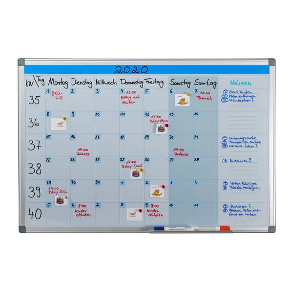 Tableau blanc d'organisation Blanc - Fer - Acier - 90 x 60 x 5 cm
