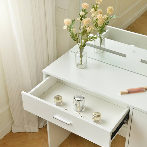 Schminktisch IMANI Weiß - Holzwerkstoff - 90 x 147 x 42 cm