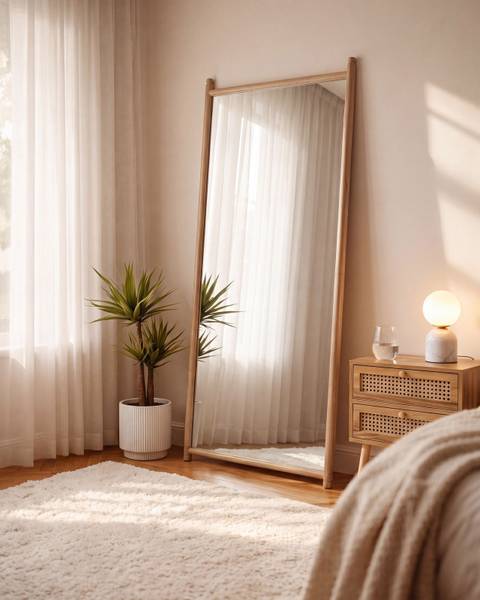 Wandspiegel CANET Braun - Massivholz - 90 x 200 x 8 cm
