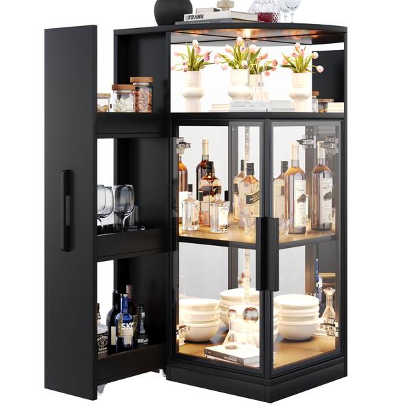 Vitrine JZGLS40 Ⅲ Schwarz - Holzwerkstoff - 64 x 112 x 42 cm