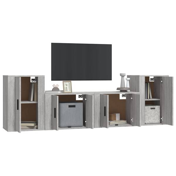 TV-Schrank 3030011 (4-teilig) Grau - Holzwerkstoff - 57 x 40 x 34 cm