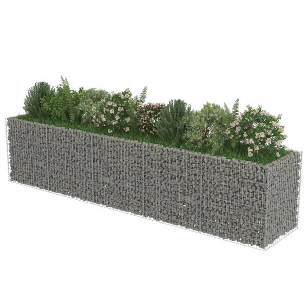Gabionen-Hochbeet 296088 Silber - Stahl - 90 x 100 x 450 cm