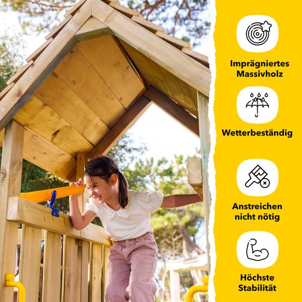 Spielturm DinkyHouse mit Schaukel Blau - Massivholz - 317 x 247 x 303 cm