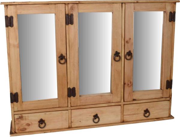 Spiegelschrank Mexico Gelb - Kiefer - 95 x 70 x 20 cm