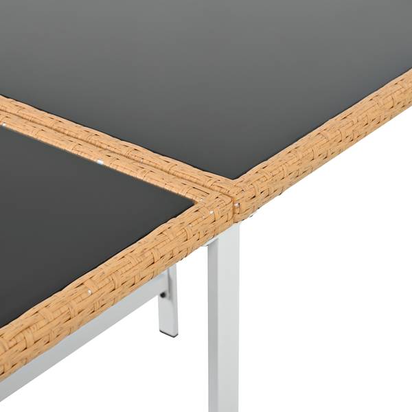 Garten-Essgruppe Hannah (7-teilig) Schwarz - Braun - Weiß - Glas - Metall - 117 x 74 x 117 cm
