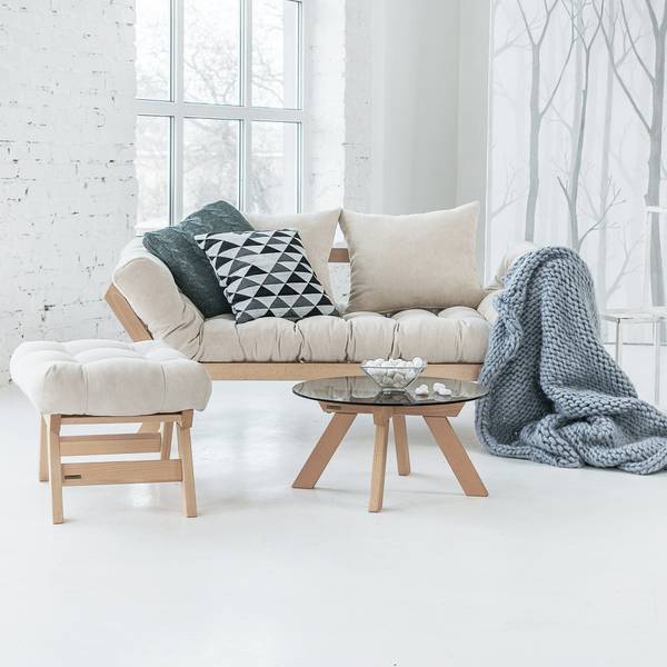 Schlafsofa ALLEGRO, Buchenholz Cremeweiß - Geölt