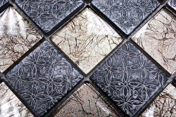 Mosaikfliesen 78B-0702 Schwarz - Glas - 30 x 30 x 30 cm