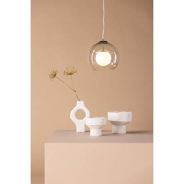 Lampe Roche Grau - Glas - 25 x 25 x 25 cm