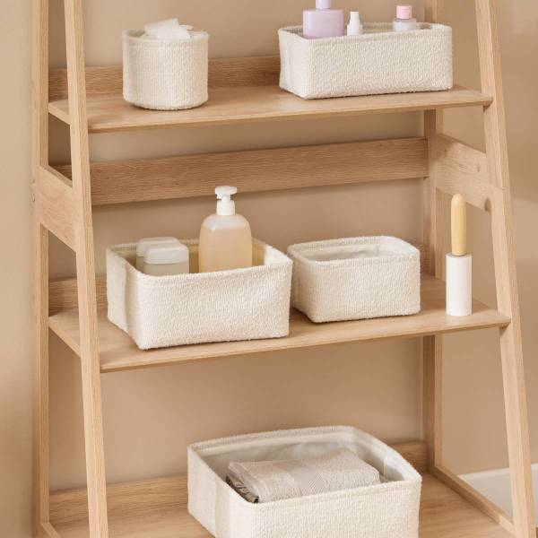 Körbe BOUCLETTE 2er-Set Weiß - Textil - 21 x 10 x 15 cm