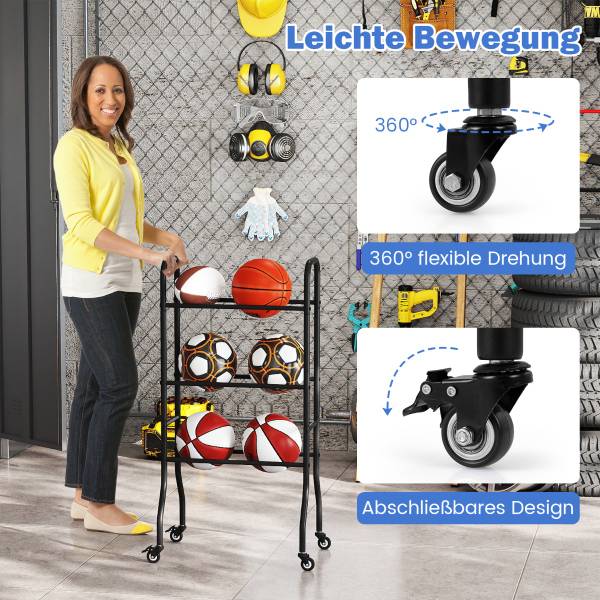 3-stufiges Ballständer 95038471 Schwarz - Metall - 52 x 110 x 37 cm