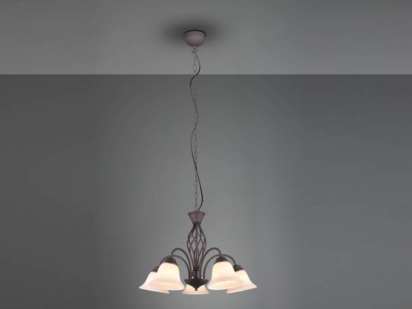 LED Kronleuchter Landhaus Glas Weiß Braun - Weiß - Milchglas - 60 x 150 x 60 cm