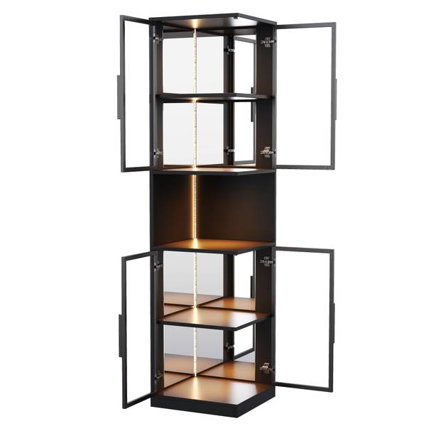 Vitrine HE46QUA Ⅴ Schwarz - Holzwerkstoff - 44 x 205 x 42 cm