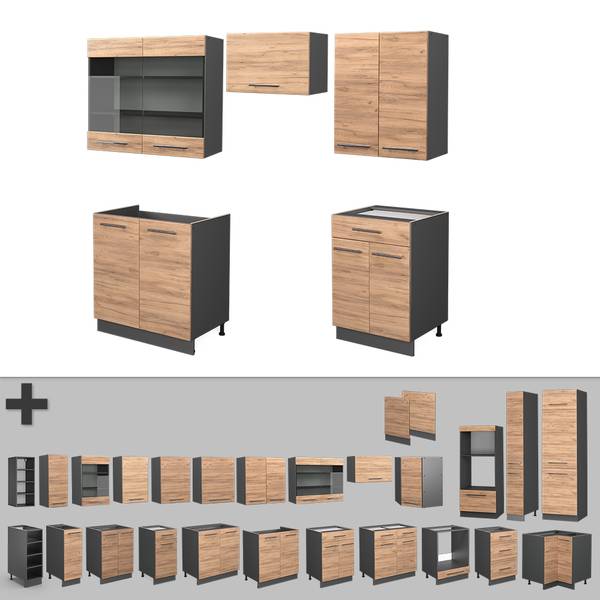 Cuisine Fame-Line 42325 Anthracite - Imitation chêne
