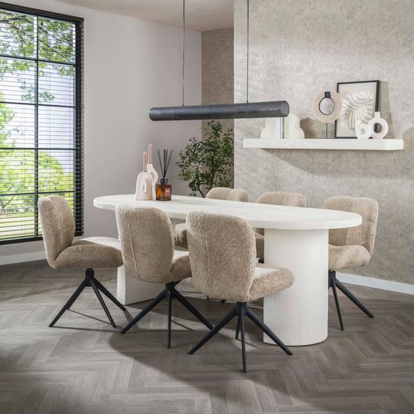 Eettafel ARCH wit - steen - 215 x 77 x 90 cm