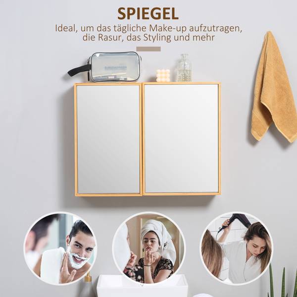 Spiegelschrank 834-515V00ND Braun - Bambus - 14 x 50 x 66 cm