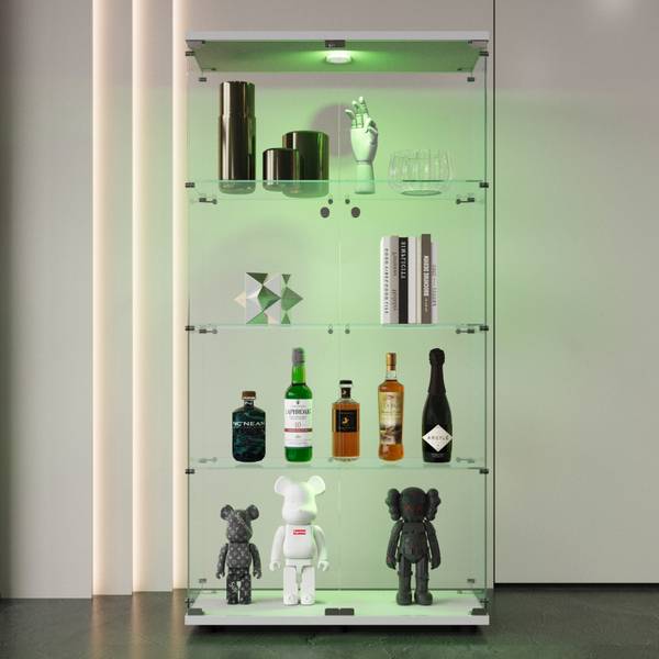 Glasvitrine SROP01 Weiß - Glas - 36 x 164 x 80 cm