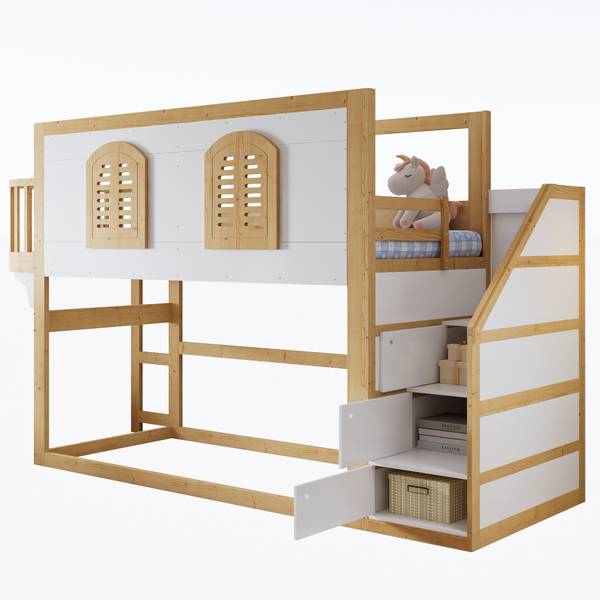 Hausbett K-2038 Braun - Holzwerkstoff - 95 x 184 x 285 cm