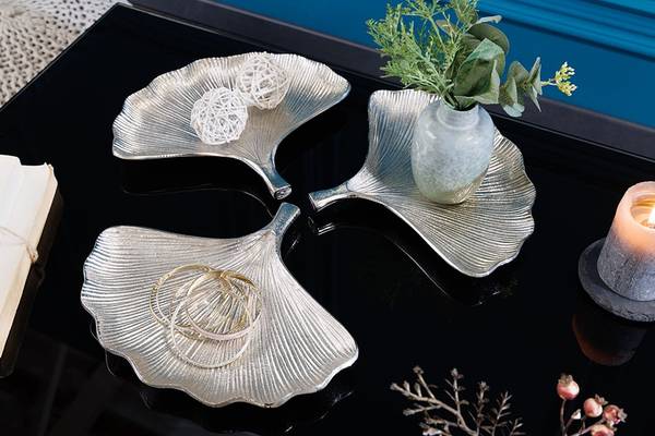 Schalen GINKGO  3er Set Silber