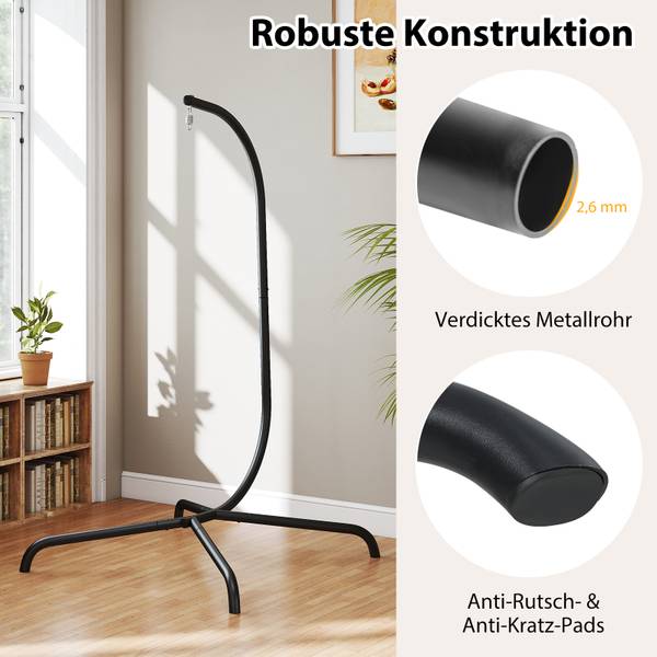 Hängemattenständer ZB34843-MDE Schwarz - Metall - 105 x 197 x 106 cm