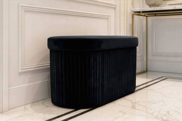 Polsterbank ÉLAN Schwarz - Samt - 78 x 38 x 38 cm