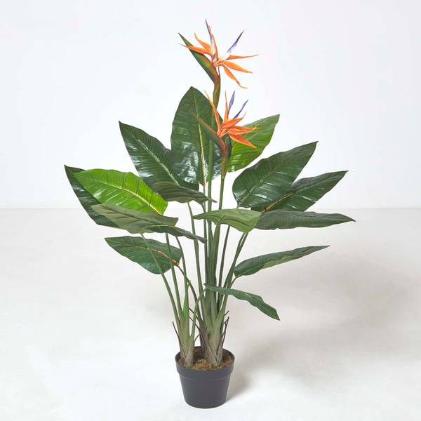 Kunstplant Strelitzia oranje - polyester - 18 x 120 x 120 cm