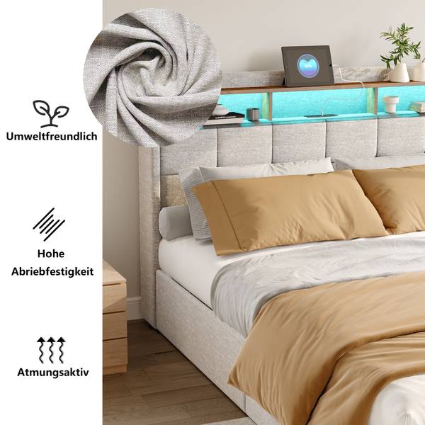 Polsterbett AKVATT-026 Beige - Liegefläche Breite: 140 cm