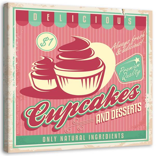 Wandbild retro-schild muffin 40 x 40 cm