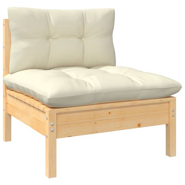 Garten-Lounge-Set 3012493 (10-teilig) Braun - Weiß - Polyester - Kiefer - 64 x 63 x 64 cm