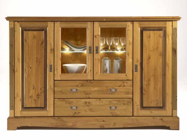 Highboard Florenz Braun - Massivholz - 202 x 134 x 45 cm