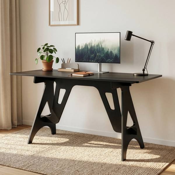 Schreibtisch Bostenenna Schwarz - Holzwerkstoff - 120 x 75 x 60 cm