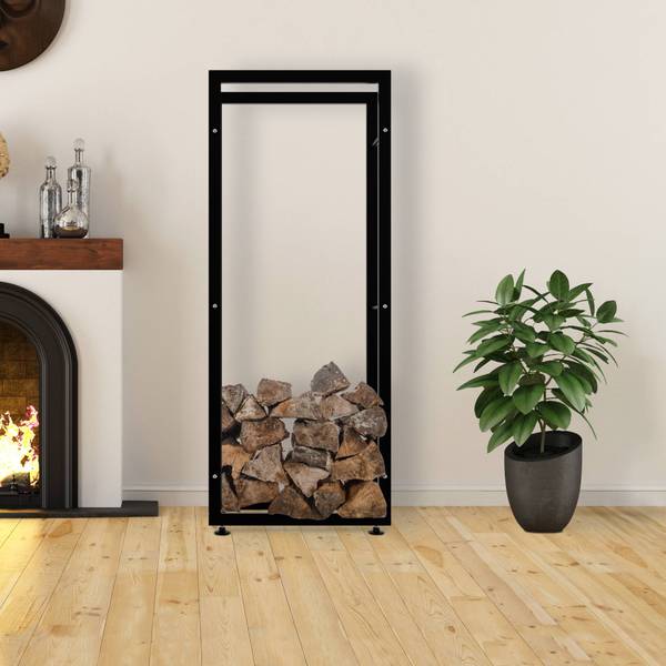 Kaminholzregal SATLO Schwarz - Metall - 60 x 150 x 25 cm