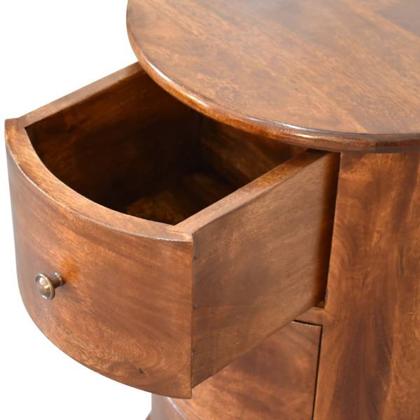 Kommode Trommel Braun - Mango - Messing - 40 x 58 x 40 cm