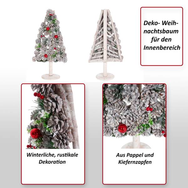 Decoratieve kerstboom M17 wit - populierenhout - 32 x 60 x 17 cm