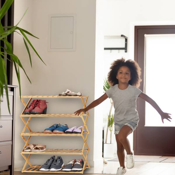 Faltbares Schuhregal aus Bambus Braun - Bambus - 67 x 89 x 26 cm