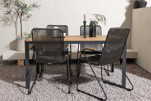 Set de jardin Break 5 pièces Noir - Métal - 90 x 74 x 150 cm