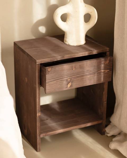 Nachttisch Martina 2er Set Walnuss - Höhe: 60 cm
