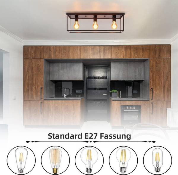 Deckenleuchte Ignaz 3-flammig Schwarz - Metall - 15 x 20 x 60 cm