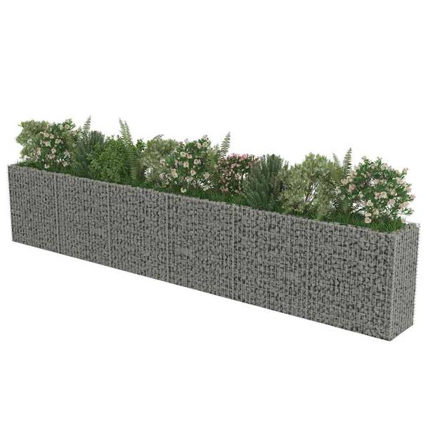 Gabion Verhoogde Plantenbak 296088 zilver - staal - 50 x 100 x 540 cm
