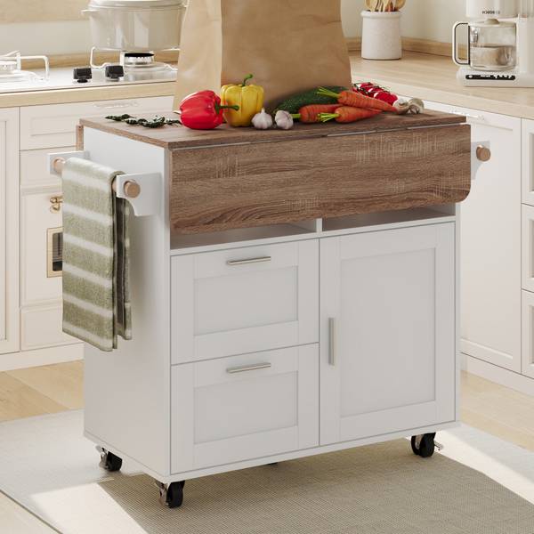 Kücheninsel ZCY70 Braun - Weiß - Holzwerkstoff - 80 x 90 x 80 cm