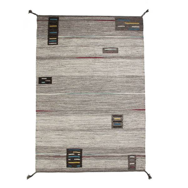 <p>Tapis en laine à tresses pompons espr Gris - Fibres naturelles - 160 x 1 x 230 cm