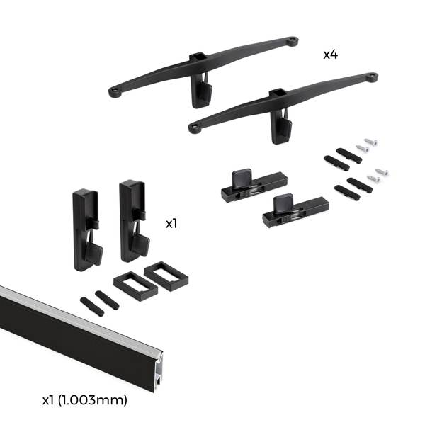 Regalträger-Set Zero Schwarz - Metall - 4 x 12 x 20 cm