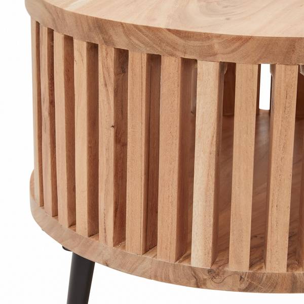 Beistelltisch MADDI Beige - Schwarz - Metall - Holz teilmassiv - 50 x 40 x 50 cm
