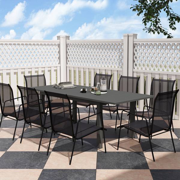 Gartentisch BB5356 Grau - Metall - 90 x 73 x 220 cm