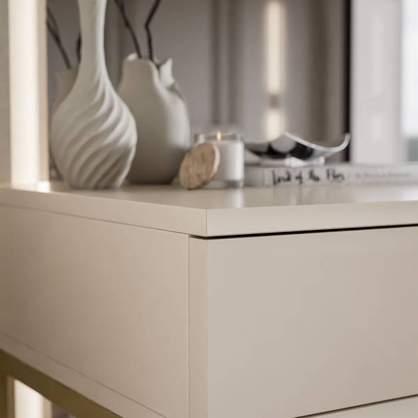 Konsole BLANCO Beige - Hochglanz Beige - Gold