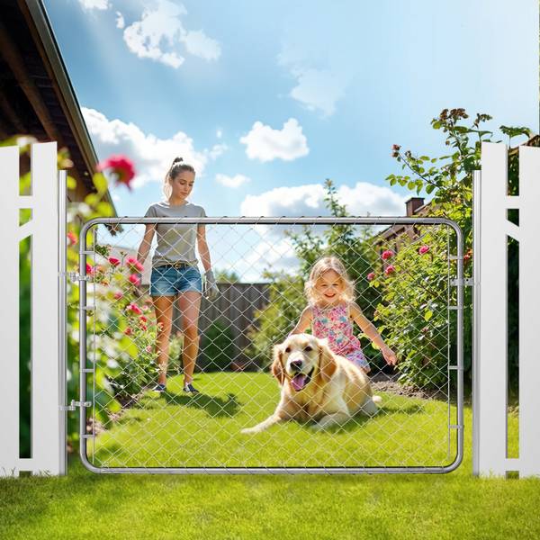 Gartentor 183x122cm verstellbar Grau - Metall - 34 x 8 x 150 cm
