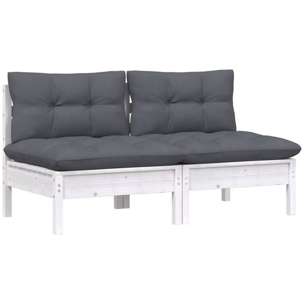 Canapé de jardin 3012376 (lot de 2) Blanc - Pin - 64 x 62 x 64 cm
