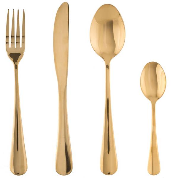 Edelstahlbesteck Gold - Metall - 18 x 28 cm